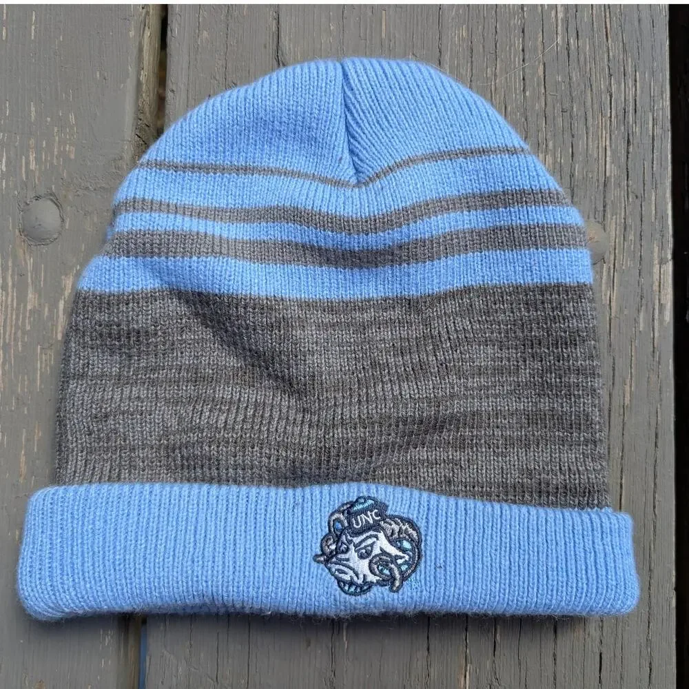 UNC North Carolina Tar Heels Beanie Rameses Ram Carolina Blue Striped NCAA